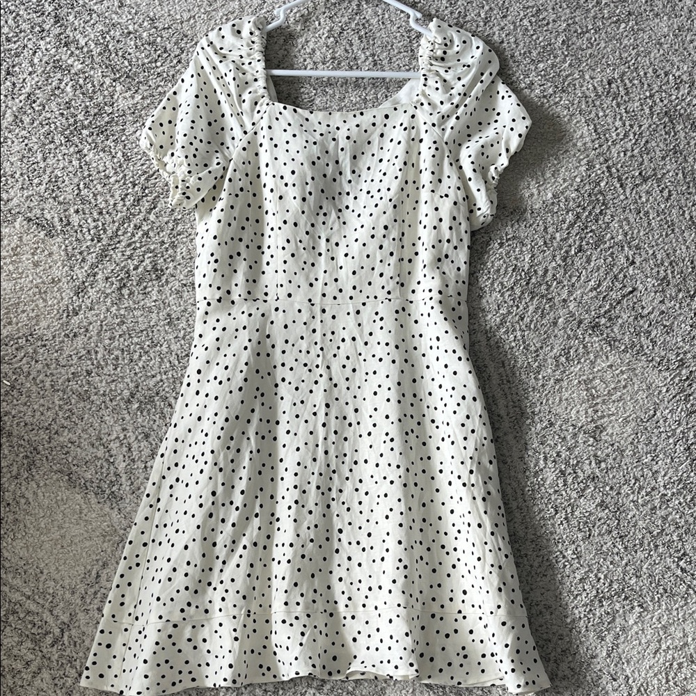 LOFT White and Black Polka Dot Mini Dress